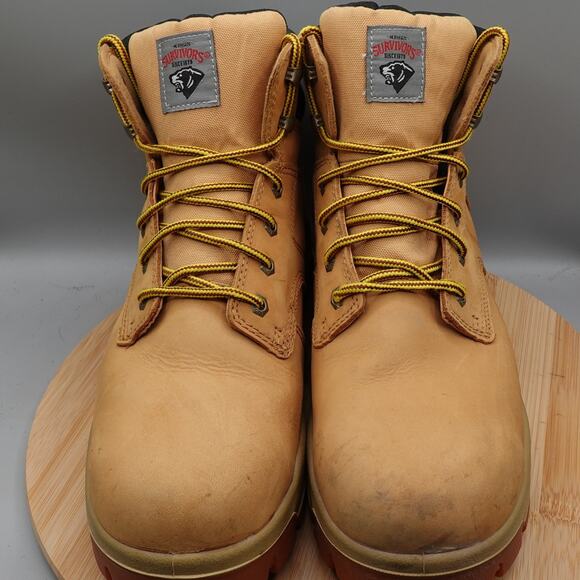 Herman Survivor Mens Boots 13W Workwear Waterproof Lace Up Steel Toe Brown - Picture 3 of 11